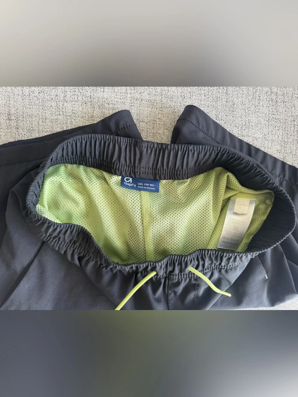 Gap Teen Black Lined Shorts with Neon Green Accents